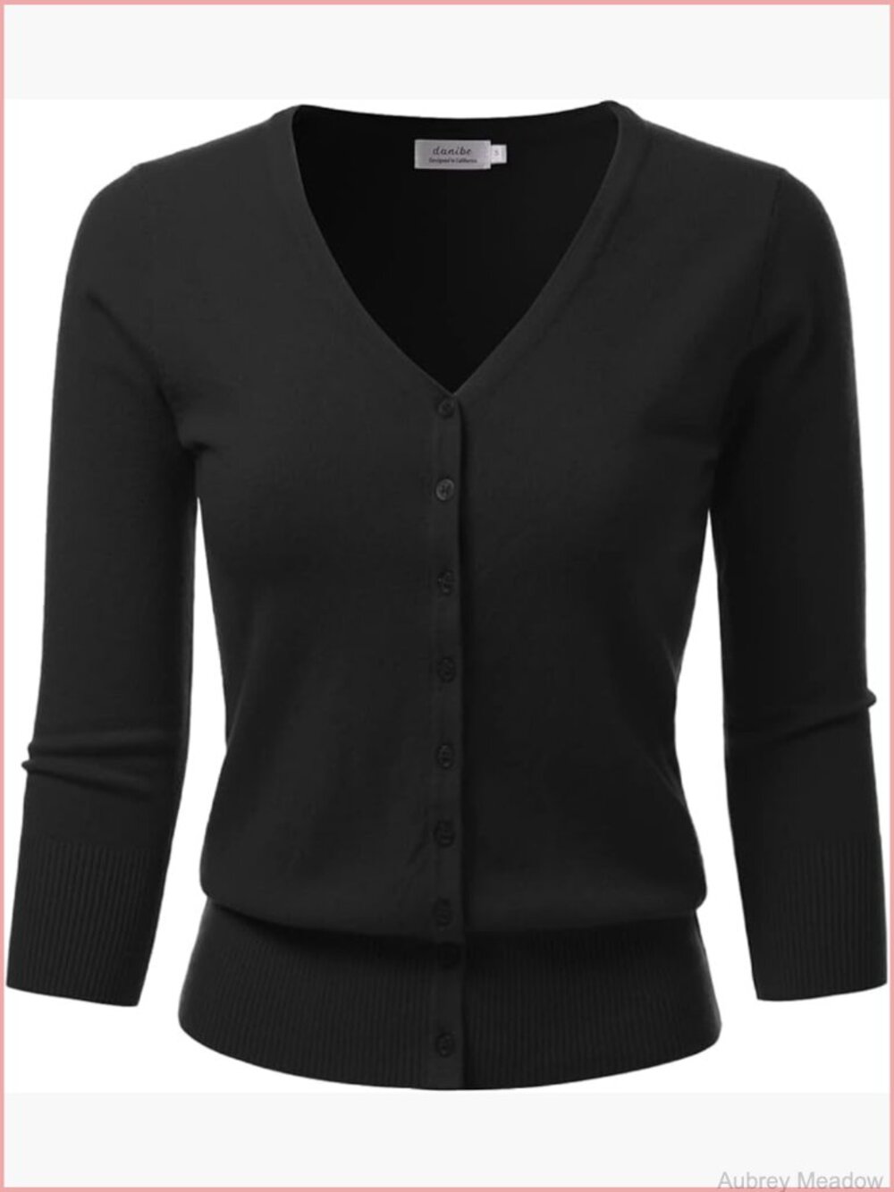 3/4 Sleeve V-Neck Button Down Knit Soft Cardigan Sweater